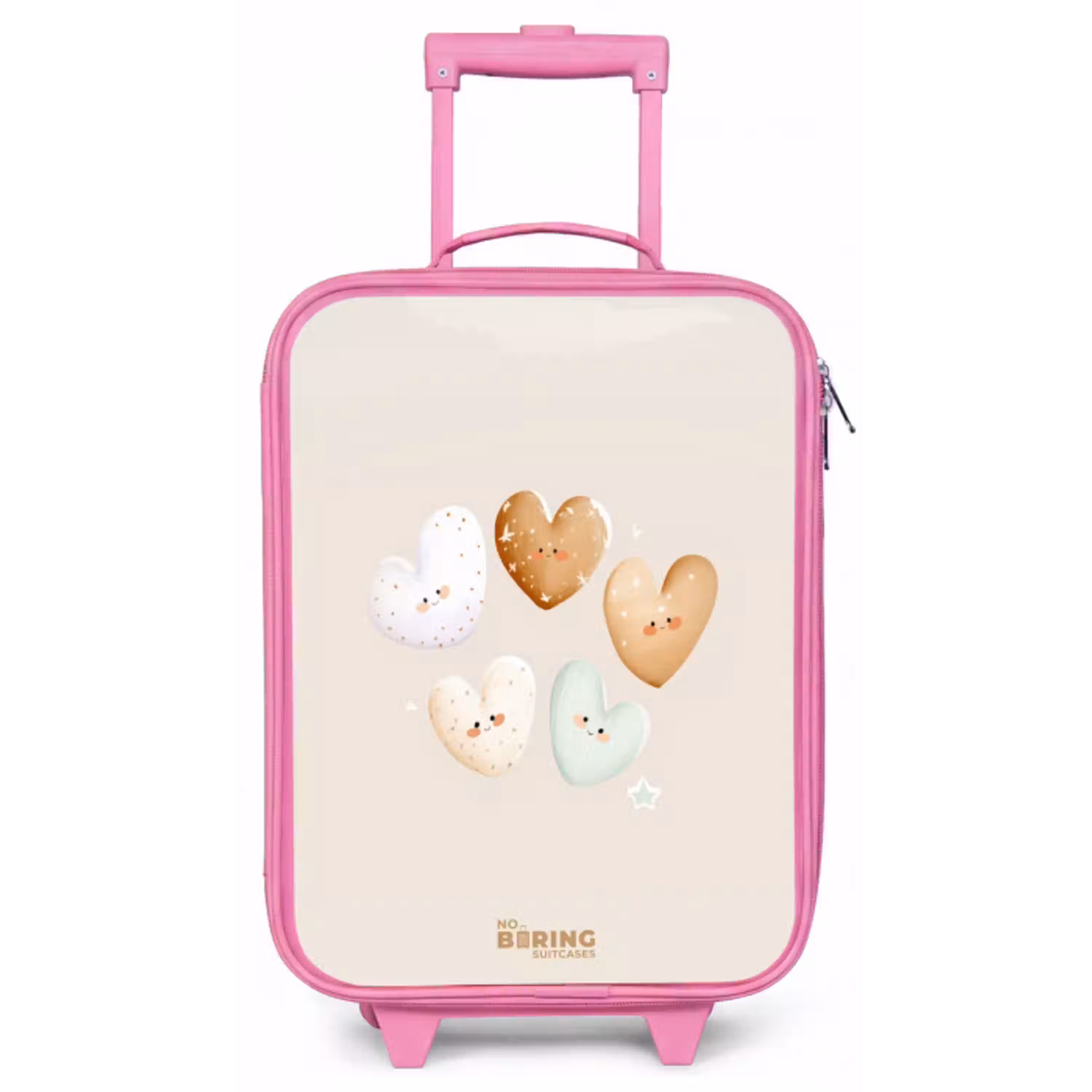 Hartjes in zachte beige tinten Kinderkoffer - Roze klein -zz3dotto