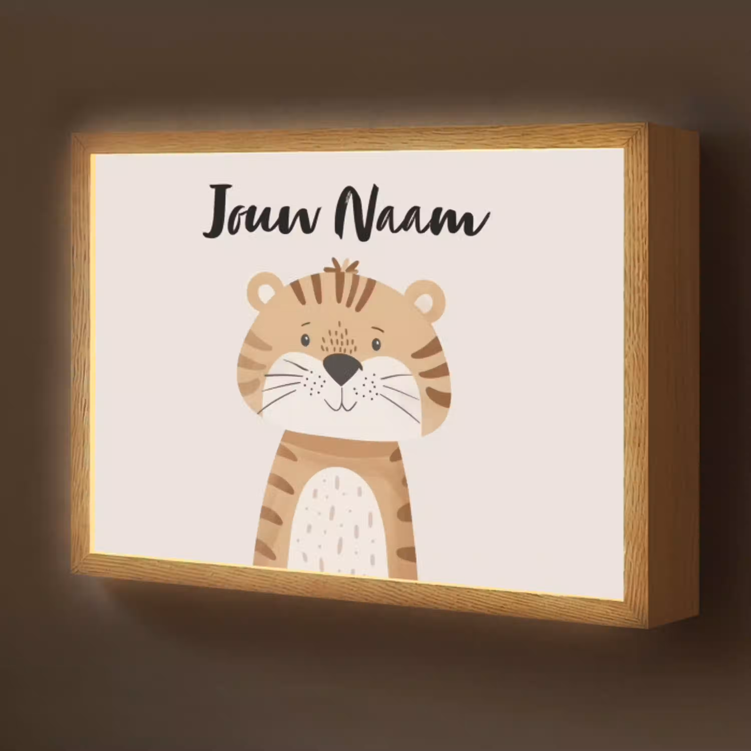Tijger - Wilde dieren - Pastel Light Box met batterij (Wandlamp kind) middel -z3d_website