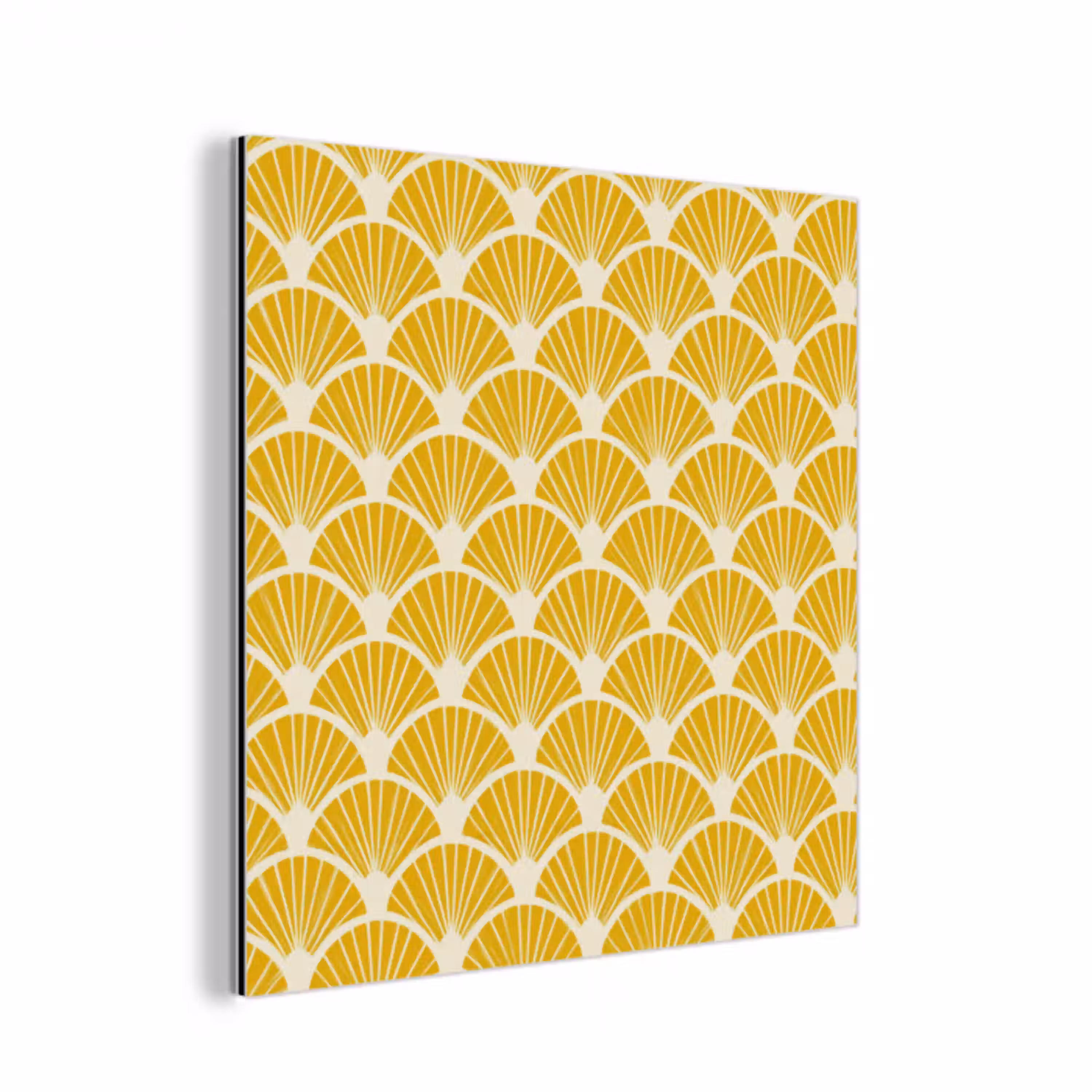 Waaiers - Art Deco - Retro - Okergeel aluminium wit klein 46 -3d
