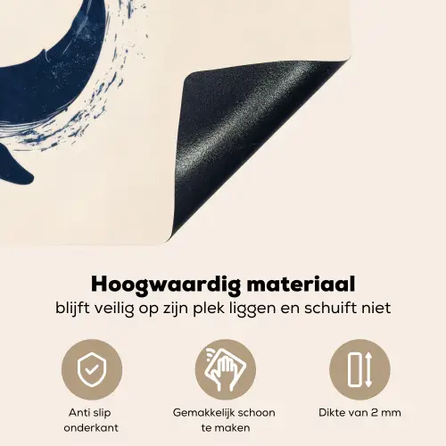 Walvissen - Spetters - Cirkel - Donkerblauw Inductie beschemer met haakjes klein -ky-onderkant-nl