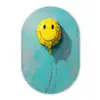 Ballon - Geel - Smiley Wandcirkel Ovaal Glas middel -3d