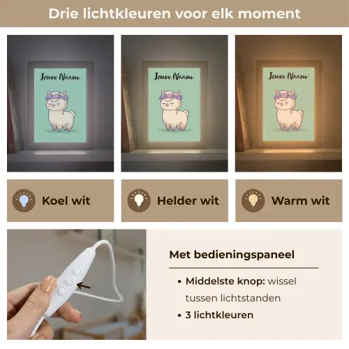 Alpaca - Bloemendiadeem - Groen Light Box met kabel (Kinderlampje) klein -USP_lichtkleurNL