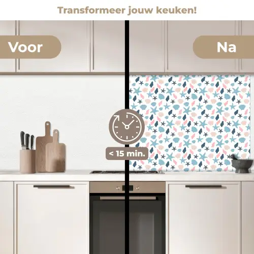 Klein - Oceaan - Rif - Multi keuken achterwand 2 middel 871 -voor-na2_NL