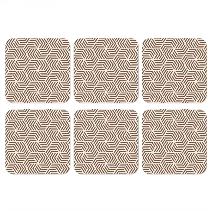 Beige - Bruin - Patroon - Strepen onderzetter kurk middel 366 -3d
