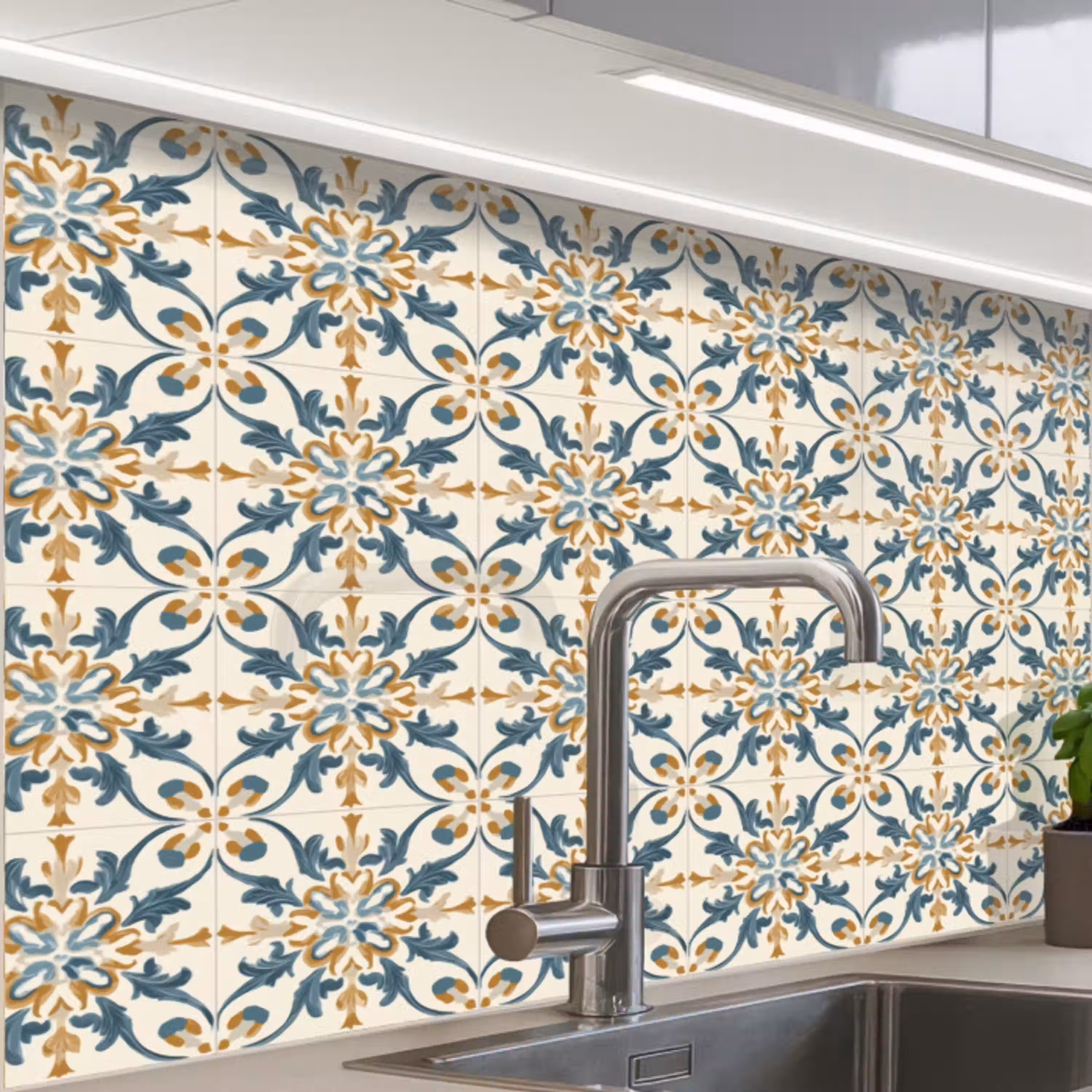 Patroon - Klassiek - Kleurrijk keuken achterwand 2 middel 865 -zzzz3d_schuin