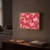 Patroon - Hartjes - Roze - Valentijn Light Box met batterij (Wandlamp) middel -sfeer1