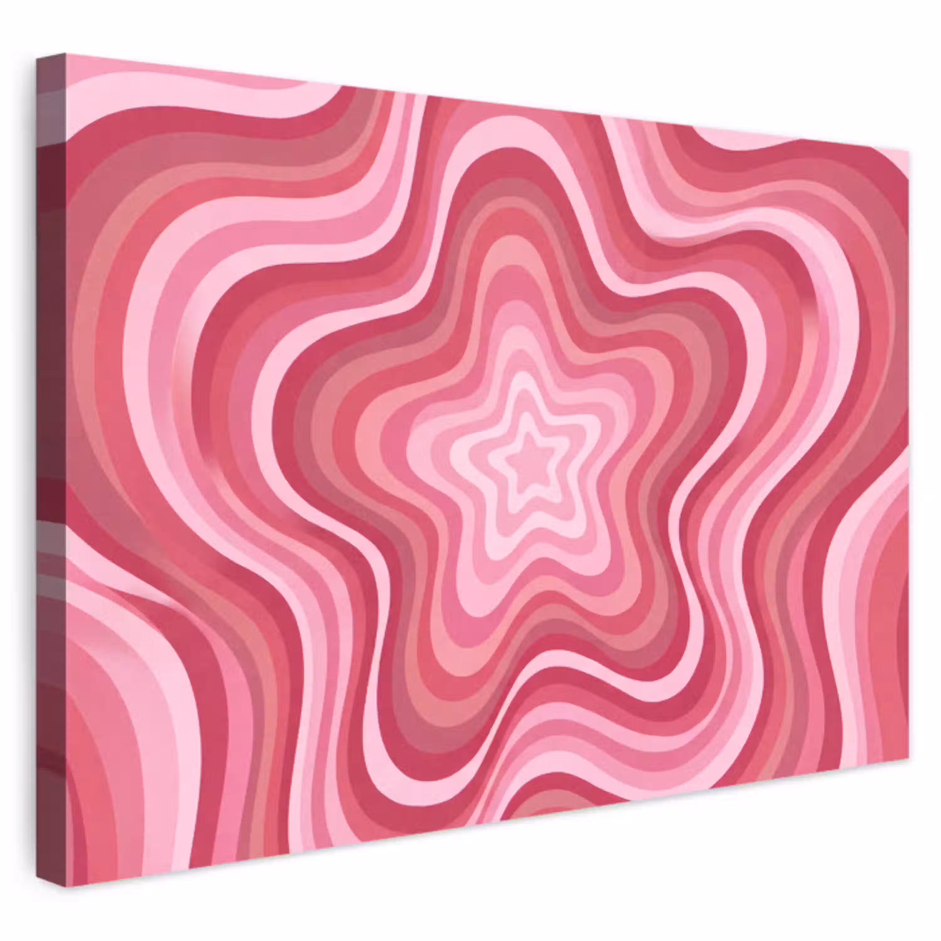 Ster - Golvend - Abstract - Roze Tuinposter op houten frame 2 cm dik klein -3d