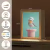 Roodborstje - Vogel - Koksmuts - Sokkel Light Box met kabel (Tafellamp) klein -USP_NL