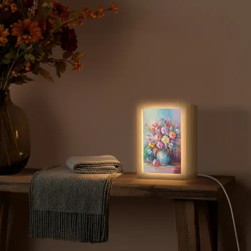 Bloemen - Kunst - Schilderij - Lente - Boeket Light Box met kabel (Tafellamp) klein -sfeer4