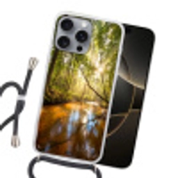 Bos - Beek - Zonlicht - Natuur - Groen Hoesje iPhone 16 Pro Max met koord klein -sfeer1