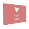 Presentje voor Moederdag super mama roze/wit canvas 2cm klein -z3d