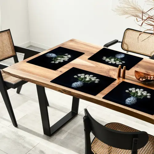 Wit - Bloemen - Tulpen - Vaas Placemat vinyl groot -zzsfeer4_Kitchenyeah-website