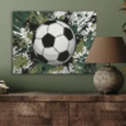 Voetbal - Verf - Spetters - Groen PET vilt klein -sfeer2