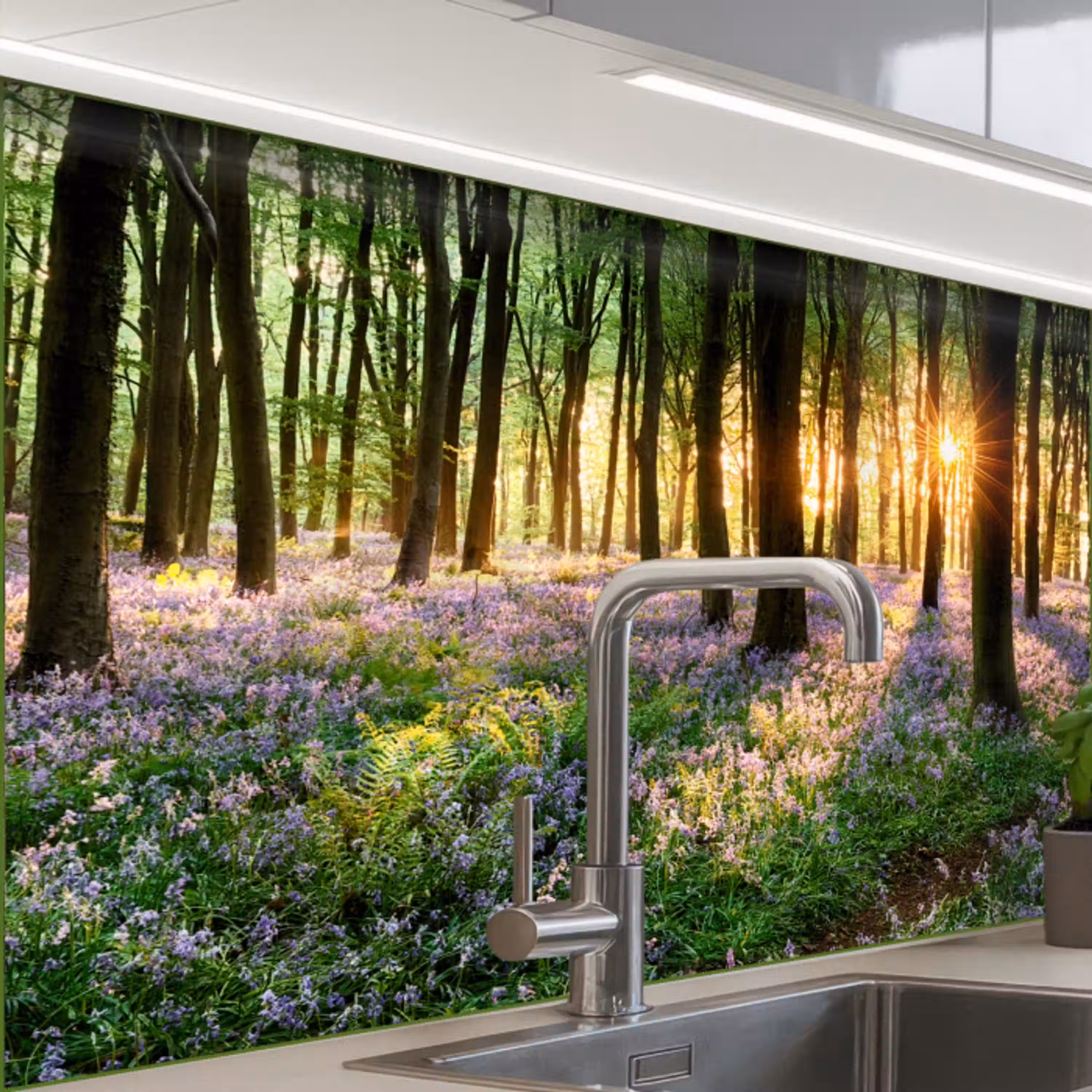 Bos - Bloemen - Lavendel - Zon - Paars - Natuur keuken achterwand 2 middel -zzzz3d_schuin