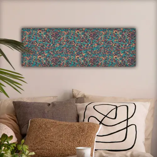 Spat - Abstract - Oranje - Groen canvas 2cm klein 828 -sfeer1