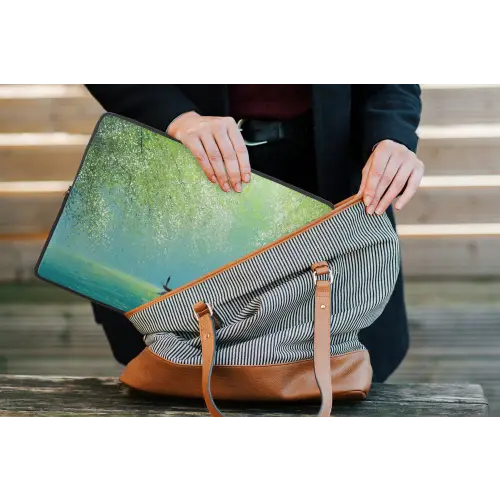 Bootje - Water - Bladeren - Bloesems laptophoes neopreen klein -tas