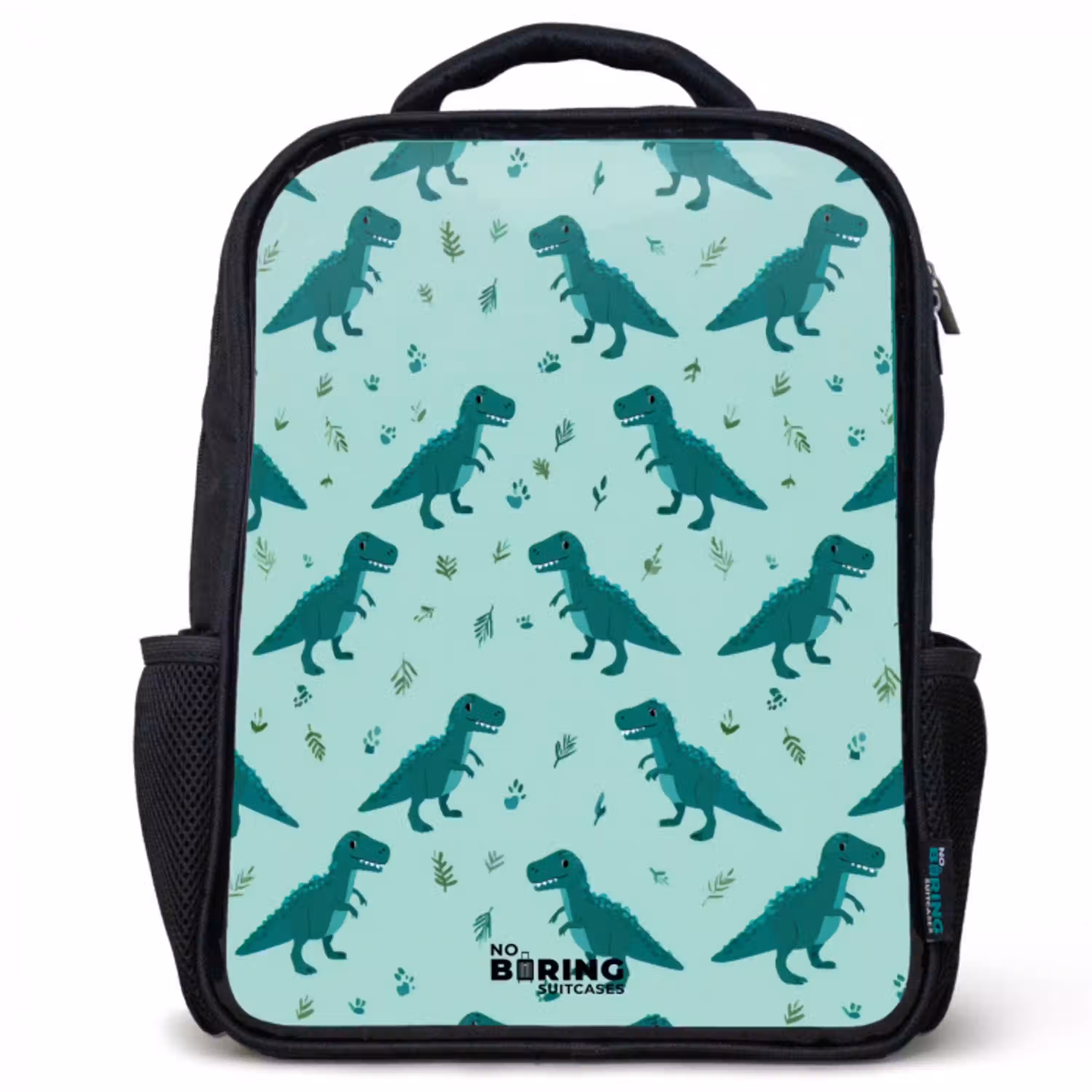Dinos - Patroon - Groen Rugzak - Zwart middel -3d