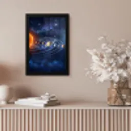 Ruimte - Zonnestelsel - Blauw fotolijst zwart zonder passe partout klein -sfeer5