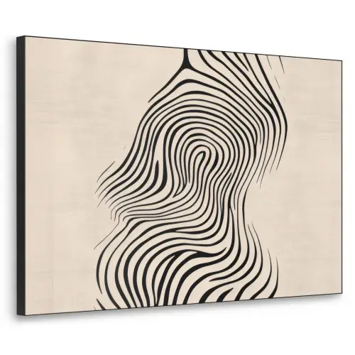 Lijnen - Abstract - Golvend - Zwart Textielframe - compleet frame klein -3d