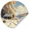 Winter - Sneeuw - Huis - Natuur Wandcirkel behangsticker klein -3d