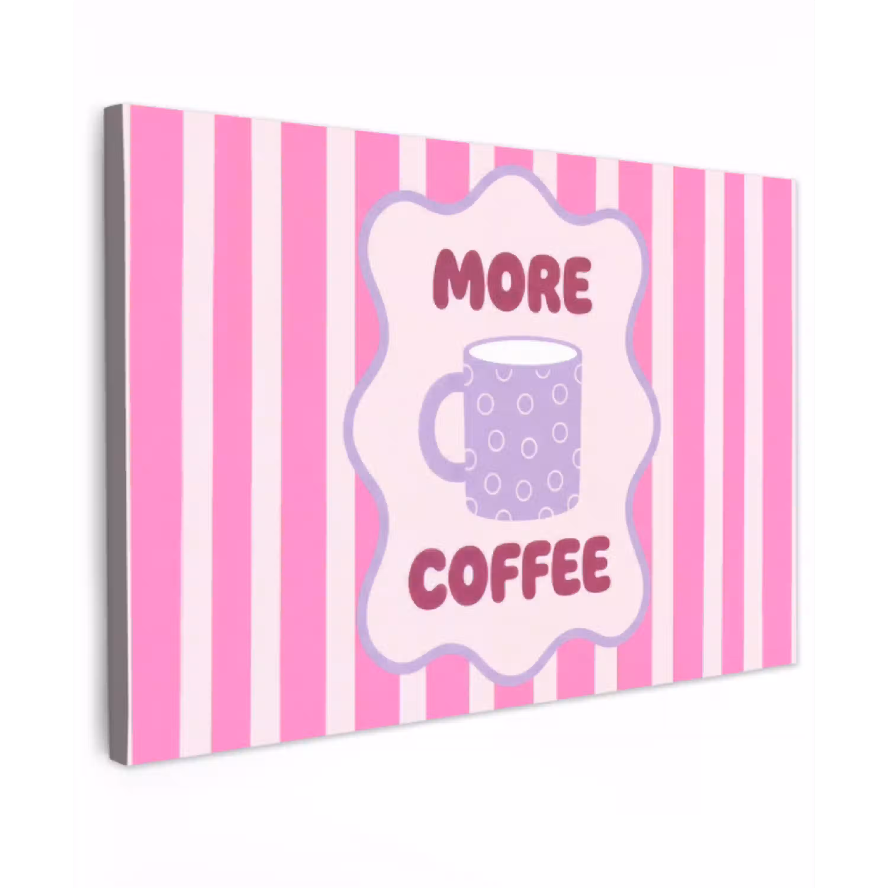 More coffee - Roze - Paars - Strepen - Mok canvas 2cm klein -z3d
