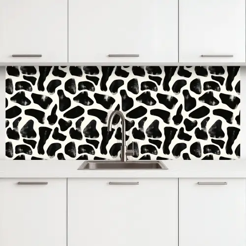 Dierenpatroon - Vlekken - Zwart - Wit keuken achterwand 2 middel 871 -3d