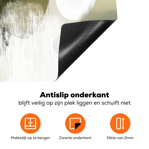 Minimalistisch - Cirkels - Penseelstreken - Beige Inductie beschermer vinyl 3mm klein -zzzzzzz-td-onderkant
