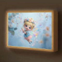 Fee - Bloemen - Sprookje - Blauw Light Box met batterij (Wandlamp kind) middel -z3d_website