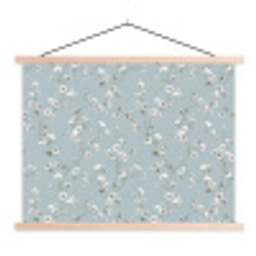 Klassiek - Bloemen - Blauw textielposter latten blank klein 122 -3d