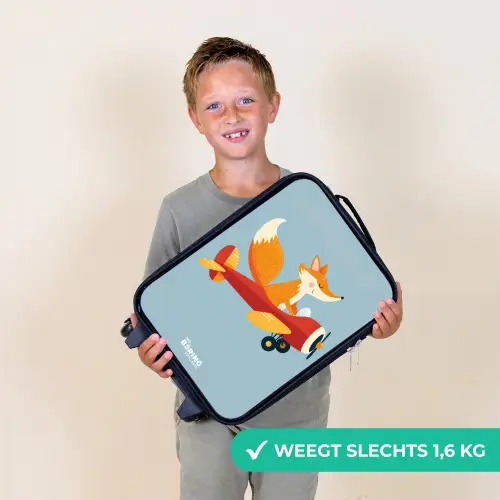 Vos - Vliegtuig -  Vliegen Kinderkoffer - Zwart klein -sfeer4_NL
