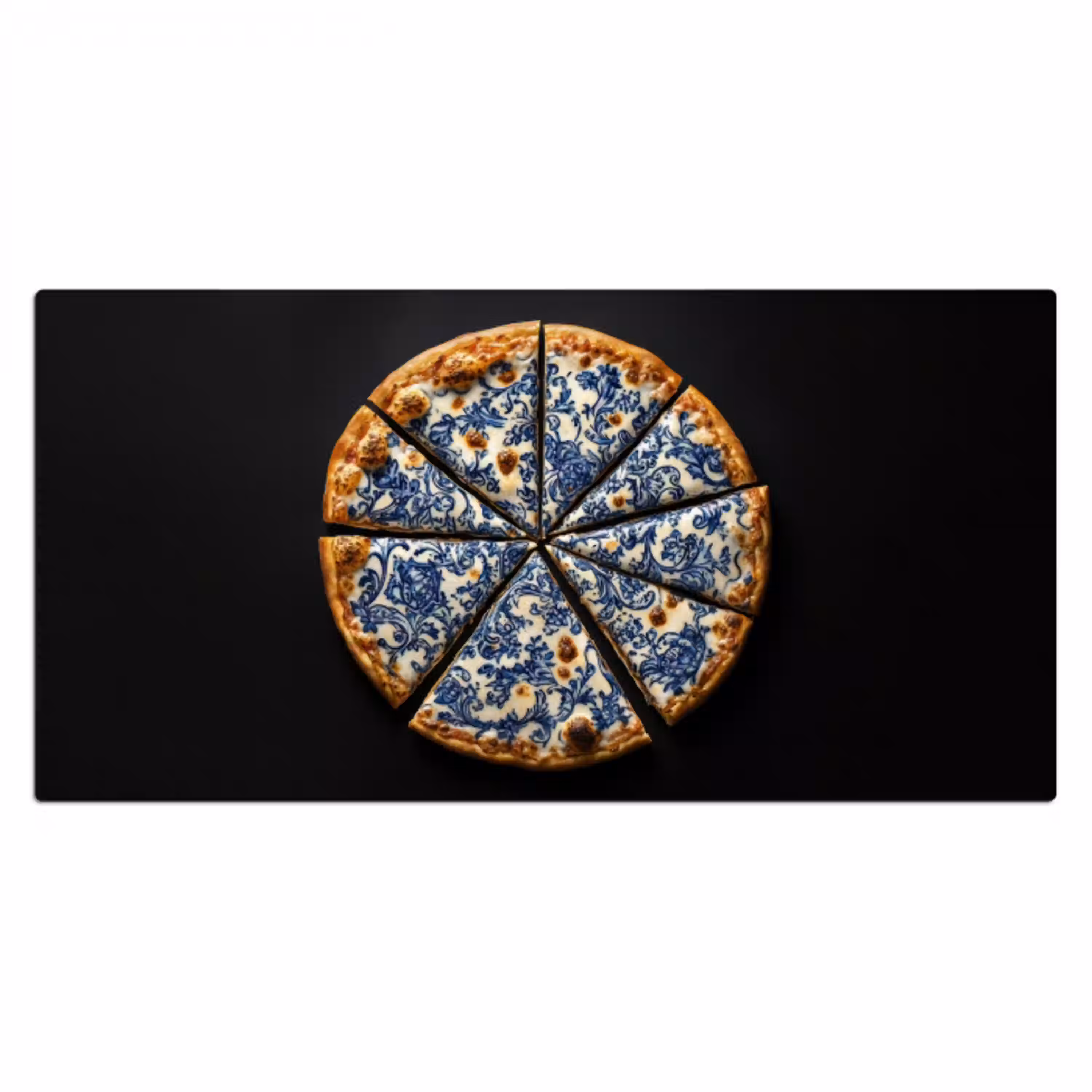 Pizza - Eten - Delftsblauw Muismat XXL klein -3d_leeg