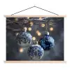 Kerstbal - Versierd - Blauw textielposter latten blank klein -3d