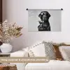 Hond - Zwart - Wijnglas - Zonnebril Wandkleed katoen klein -sfeer1