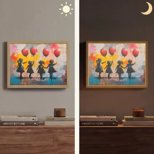 Graffiti - Kinderen - Street art - Ballon - Banksy Style Light Box met batterij (Wandlamp) middel -sfeer3