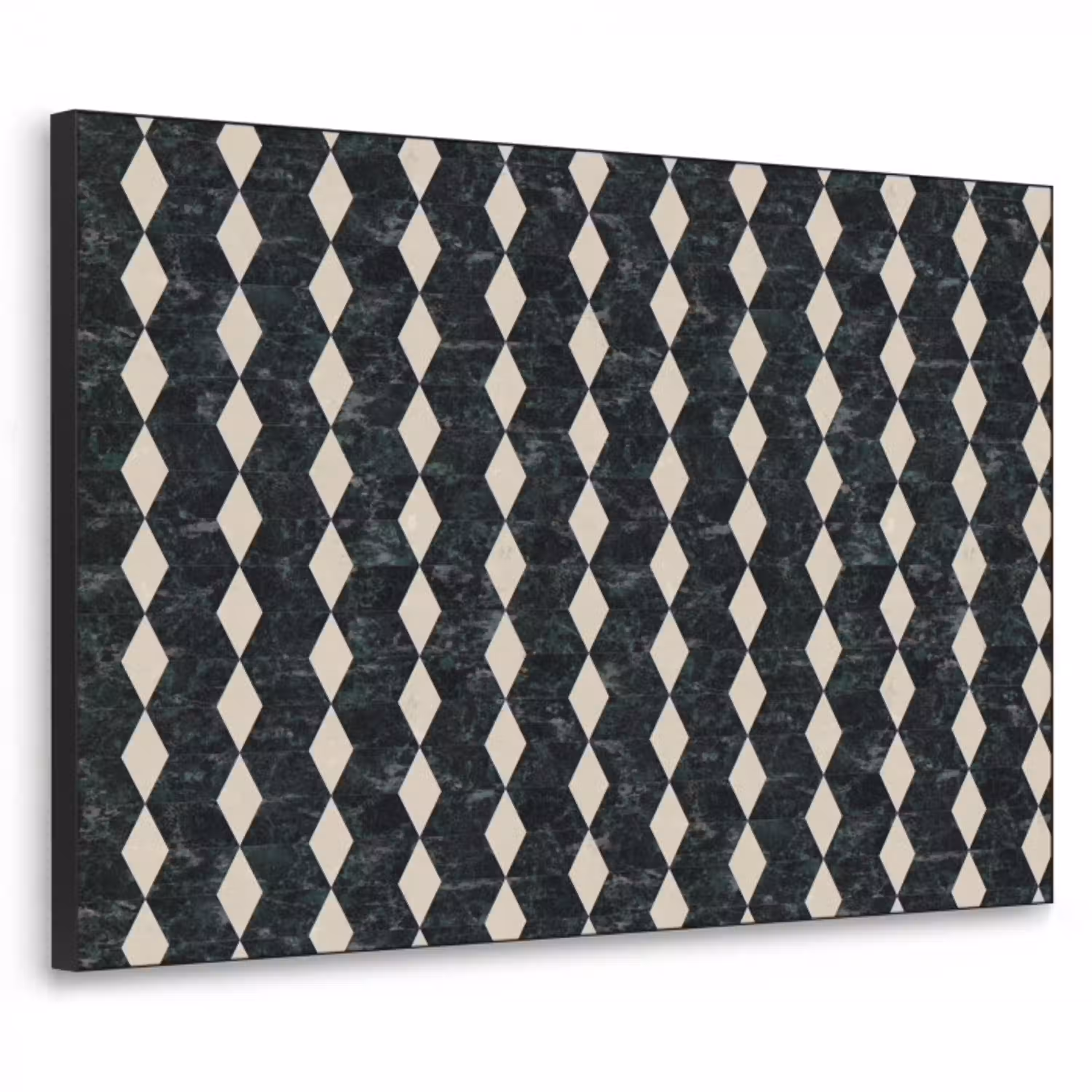 Geometrisch - Patroon - Marmer - Groen Textielframe zwart klein 947 -3d