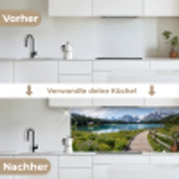 Bergen - Meer - Landschap - Blauw keuken achterwand 2 middel -voor-na_DE