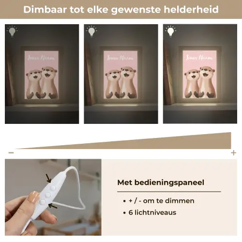 Otters - Glimlach - Bruin Light Box met kabel (Kinderlampje) klein -USP_dimbaarNL