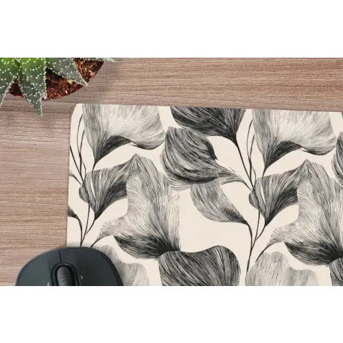 Botanisch - Bladeren - Zwart muismat rubber klein 262 -closeup