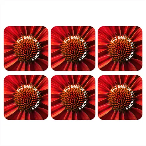 Close up - Bloem - Quote - Rood onderzetter kurk middel -3d