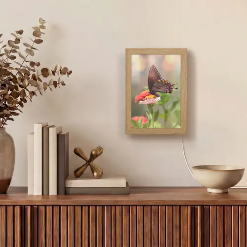 Bloemen - Vlinder - Natuur - Bloem Light Box met kabel (Tafellamp) klein -sfeer2