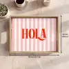 Hola - Quote -  Strepen - Pastel - Roze - Rood - Wit Dienblad Rechthoek middel -USP_FormaatEN