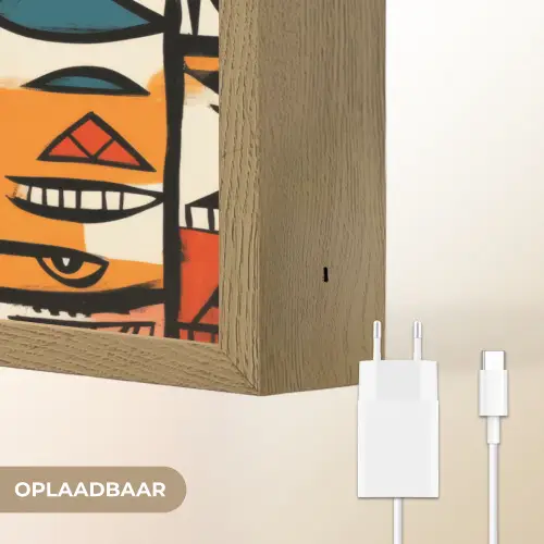 Abstract - Gezichten - Mozaïek Light Box met batterij (Wandlamp) middel -USP_websiteoplaadbaarNL