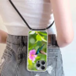 Kolibrie - Bloem - Natuur - Groen Hoesje iPhone 16 Pro Max met koord klein -sfeer5