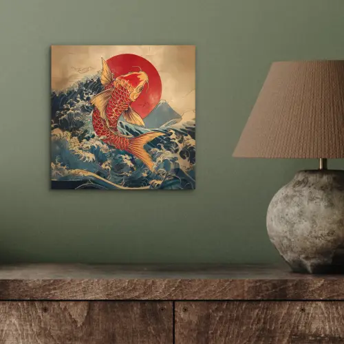 Koi - Zee - Golven - Zon aluminium wit klein -sfeer2