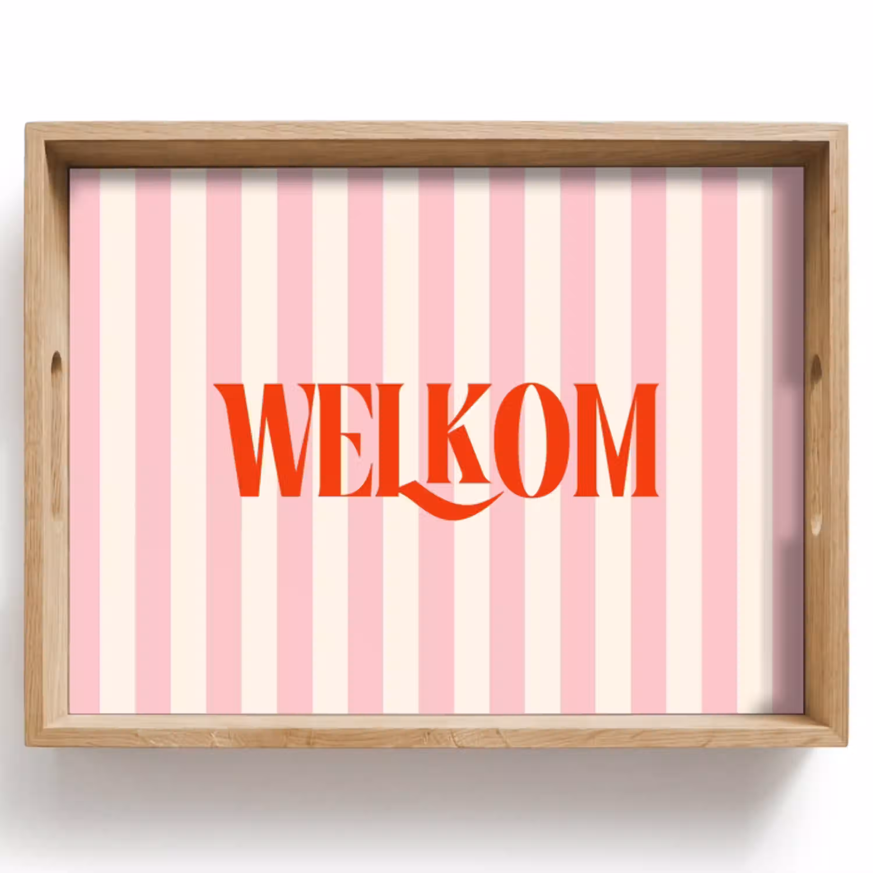 Zachtroze - Rood - Strepen - Welkom Dienblad Rechthoek middel -z3d_shopping