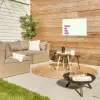 Focus on the good - Beige - Roze Tuinposter op houten frame 2 cm dik klein -sfeer2