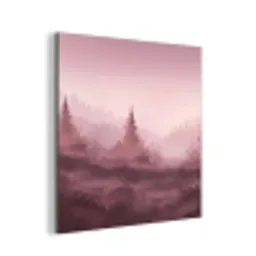Landschap - Mistig - Roze aluminium wit klein -3d