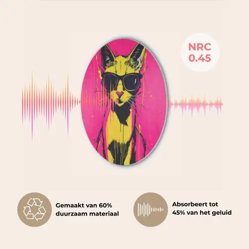 Kat - Art - Zonnebril - Roze Akoestische PET Vilt - Rond klein -USP_NL