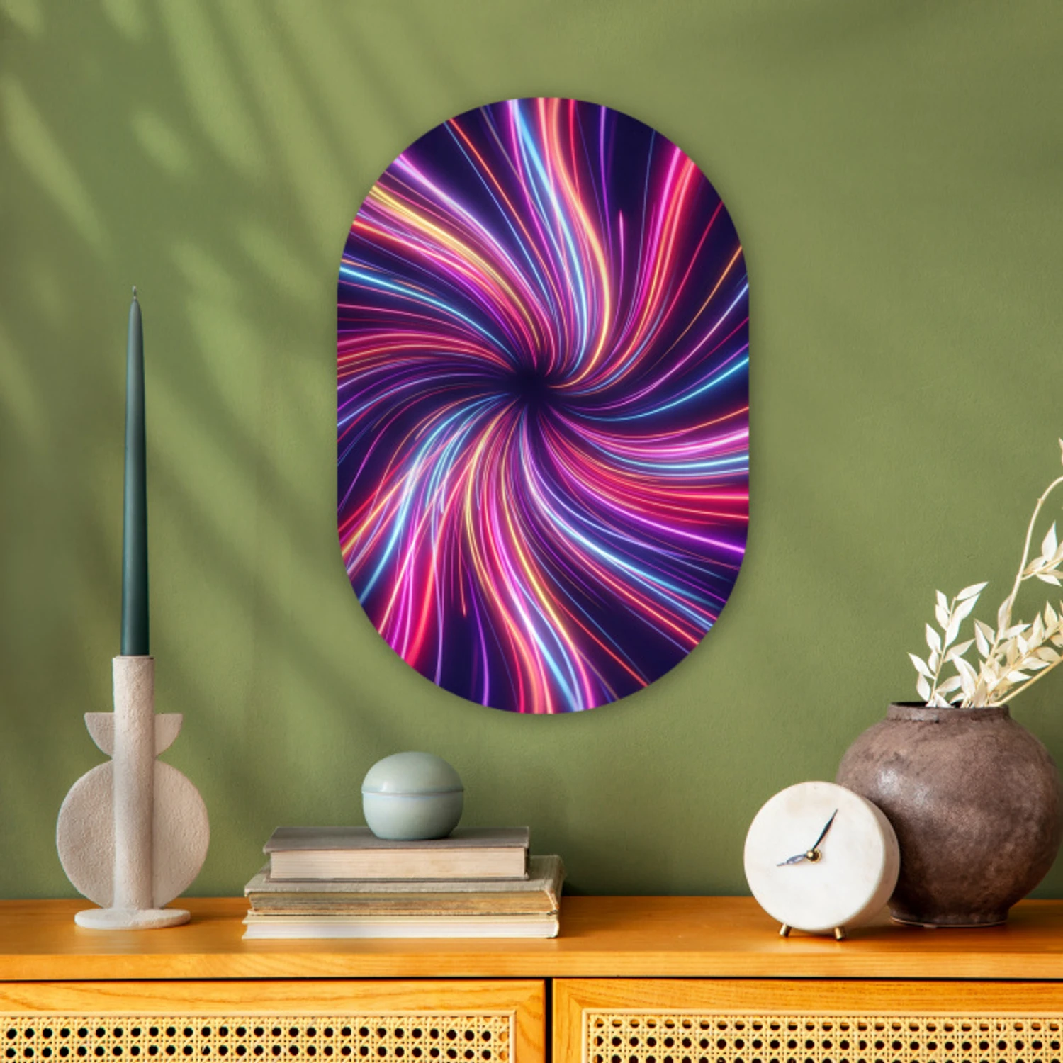 Abstract - Swirl - Futuristic - Neon Wandcirkel Ovaal Forex klein -sfeer2