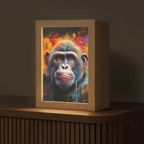 Aap - Gorilla - Graffiti - Dieren - Kleuren Light Box met kabel (Tafellamp) klein -z3d_website